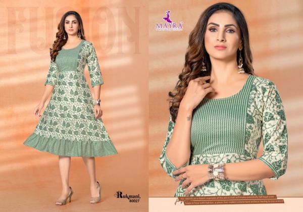 Mayra Rukmani Fancy Casual Wear Rayon Designer Kurti Collection